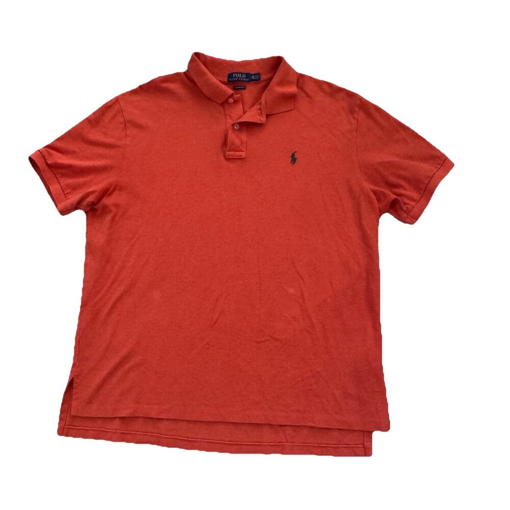 Polo Ralph Lauren Orange Pique Mens Shirt XXL Classic Fit Preppy